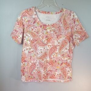 Talbots Women's Floral & Paisley Short Sleeve Pullover Top Size Plus X
